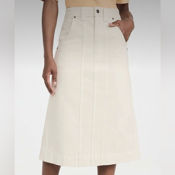 Khaite Caroline Canvas Midi Skirt, White Denim, size 24 - Picture 2 of 11